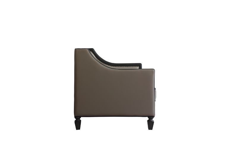 House Beatrice - Loveseat With 3 Pillows - Tan Synthetic Leather , Black Synthetic Leather & Charcoal ACME