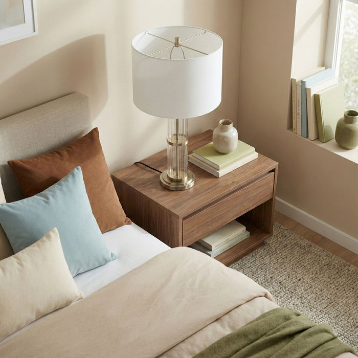 Echo - Table Lamp With On / Off Switch Clear Body Base - Clear / Silver / White Ashcroft Furniture