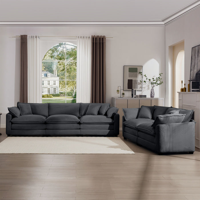 Elegant Corduroy Oversized Sectional Sofa Set With Deep Seats And Flexible Layout