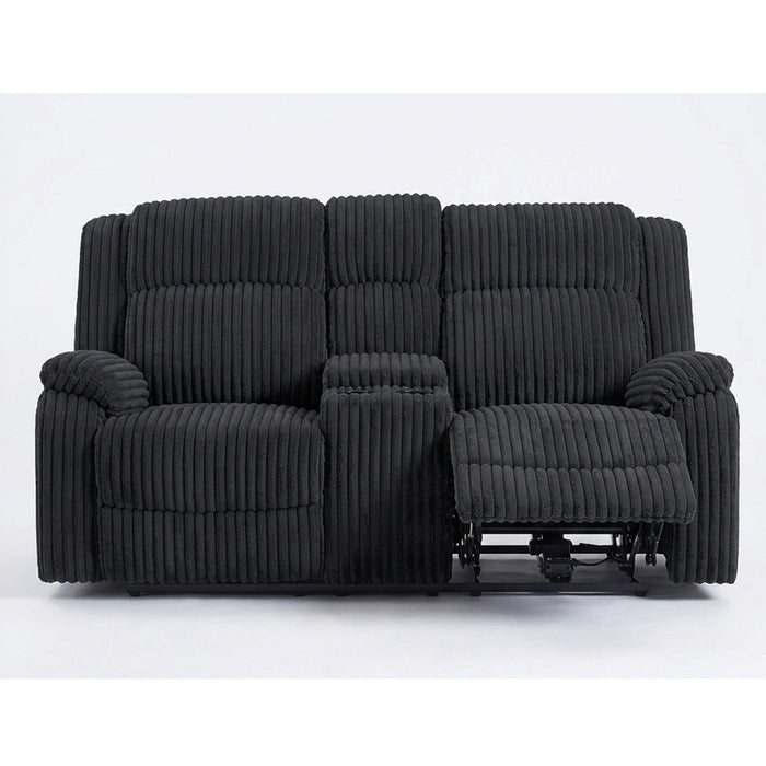 Motion Loveseat Recliner With Console Soft Seat Upholstered For Living Room - Black Home Essentials