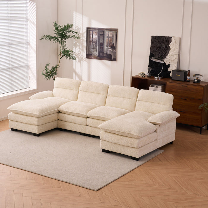 U-Shaped Profile Sofa, Including Two Single Seats And Two Chaise, Modular Sofa, Chenille Sofa