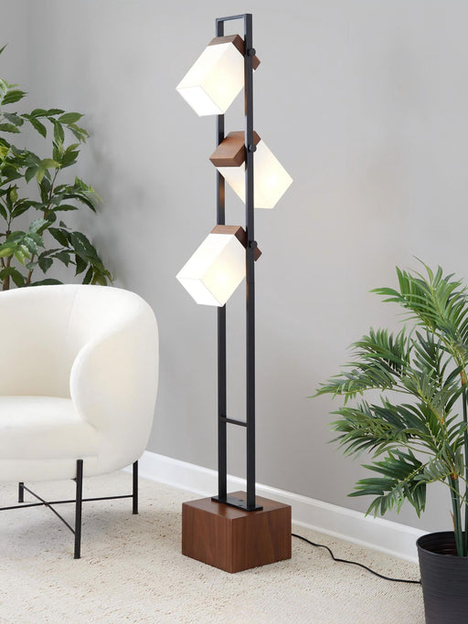 Bento - Contemporary Floor Lamp - Black / Walnut / White Lumi Source