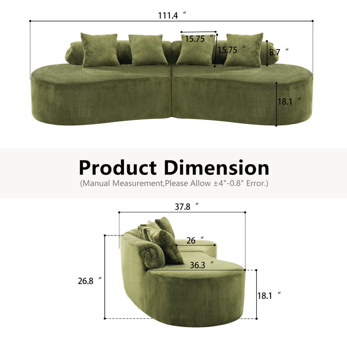 Modern Curved Sofa With Pillows Home Essentials