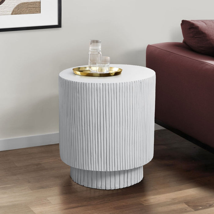 Round Accent Table, Indoor Outdoor - White 8th Street