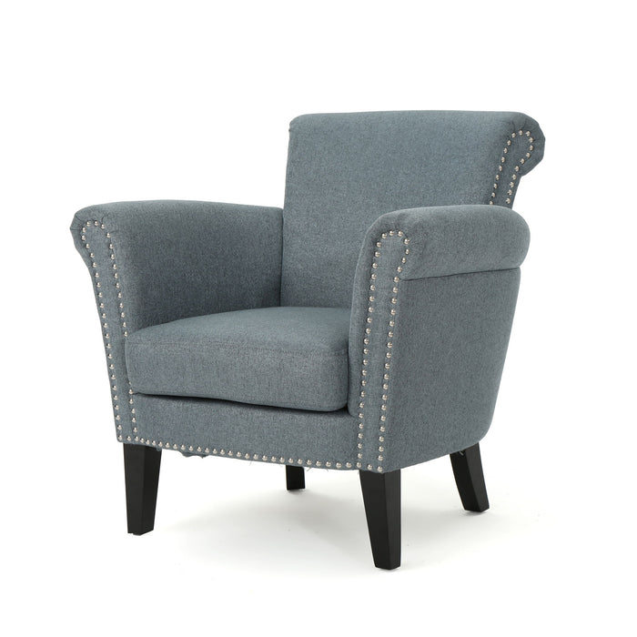 Elegant Club Chair With Nailhead Trim And Birch Wood Legs