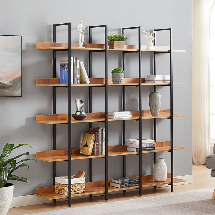 Vintage Industrial 5 Tier Open Bookcase Hearth and Haven