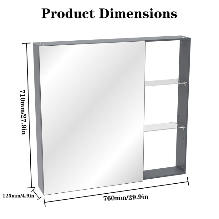 Medicine Cabinet, Wall Mounted Bathroom Mirror With Storage, Adjustable Shelves - Black Brown Home Essentials