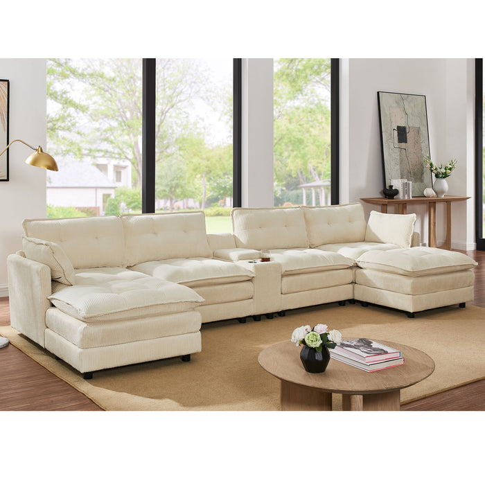 Oversized Modular Sectional Sofa With Multi Functional Console Home Essentials