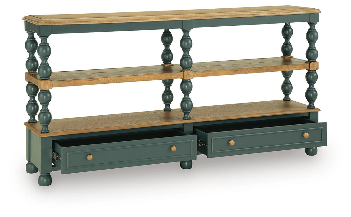 Finnworth - Console Sofa Table - Blue / Brown Signature Design by Ashley®