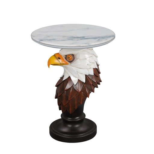 Eagle Head Accent Table, Animal Statue End Tables For Living Room - Brown / Antique White Home Essentials