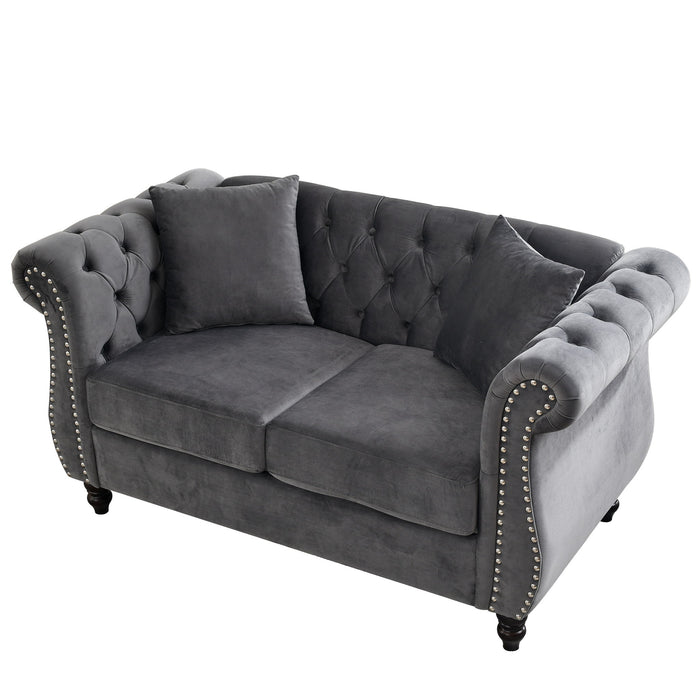 Chesterfield Sofa With Rolled Arms And Nailhead Trim Home Essentials