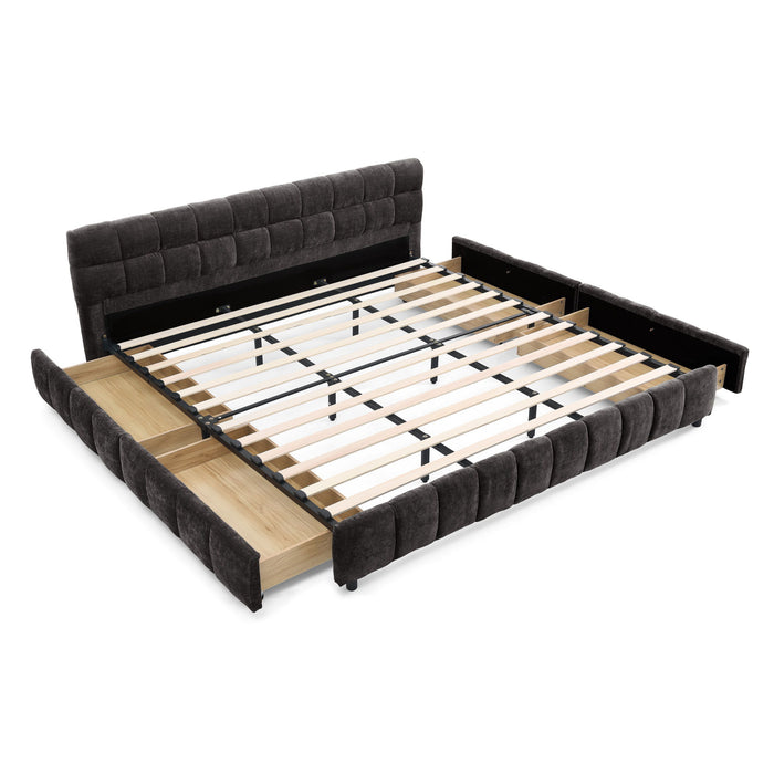 Modern Platform Bed Frame With Thick Fabric Home Essentials