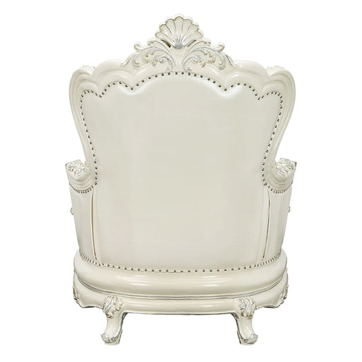 Adara - Chair With 2 Pillows - Pearl White Synthetic Leather & Antique White ACME