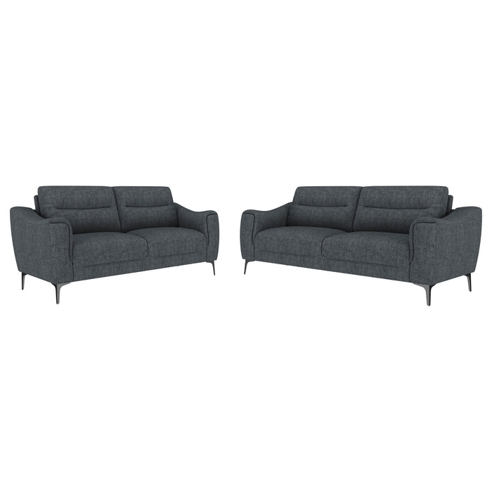 Oberle - 2 Piece Upholstered Sofa Set With Pocket Coil Seating - Charcoal Furniture Max