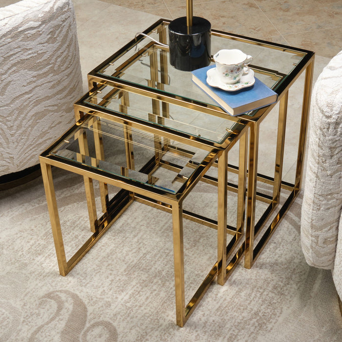 Savannah Breeze - Nesting Tables (Set of 3) - Bright Gold