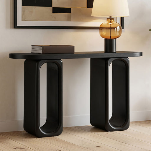 Art Sculptural Console Table With Oval Cutout Legs - Black Noble House
