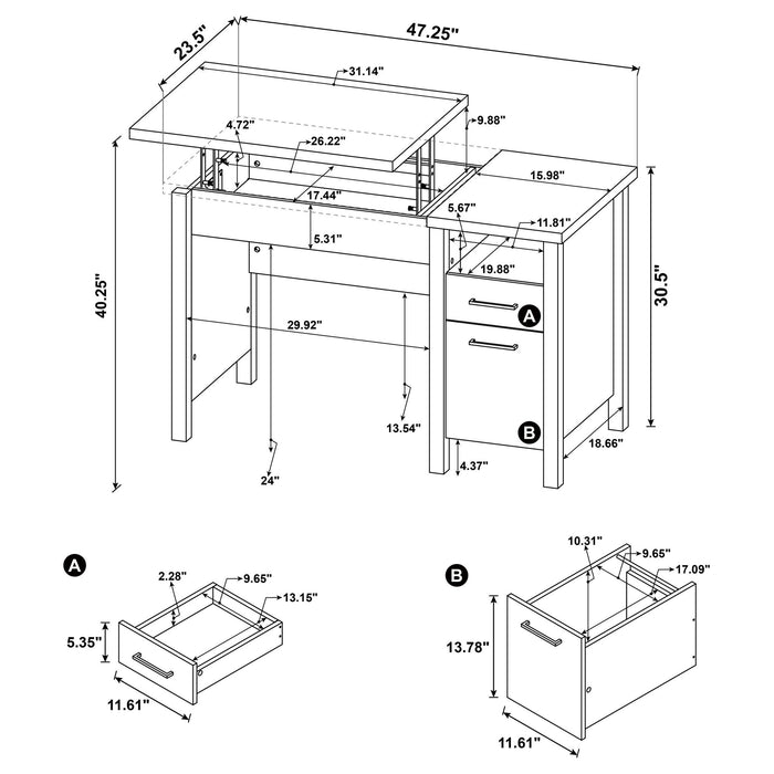 Chicolm - Lift Top Office Desk - Rustic Furniture Max