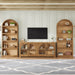 3 Piece TV Stand Set With Bookshelf With Arched Design For Living Room - Brown Hearth and Haven
