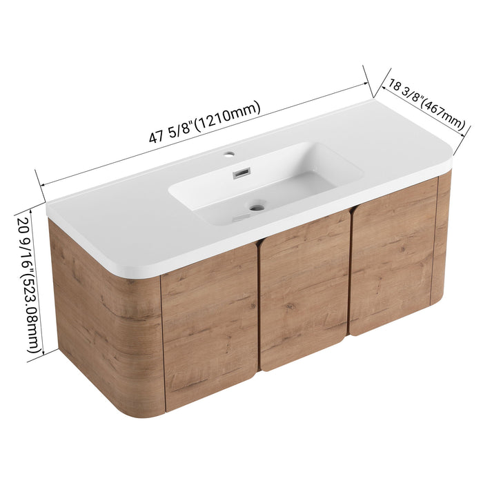 Wall Mounted Bathroom Vanity With Sink, 3 Soft Close Doors Home Essentials