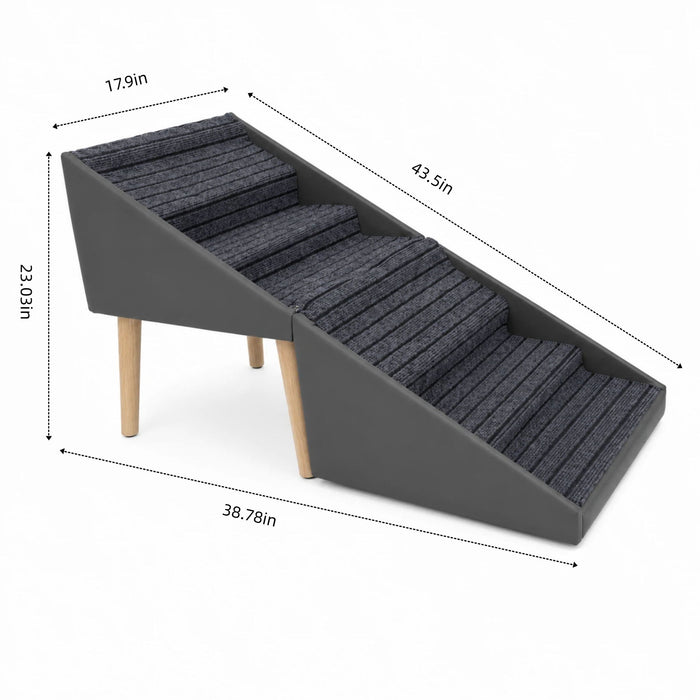 2 In 1 Dog Stairs For Bed And Couch, Foldable 6 Pet Steps - Gray Daily Nest