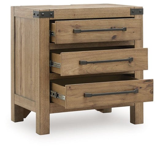 Ridgester - Three Drawer Night Stand - Light Brown Benchcraft®