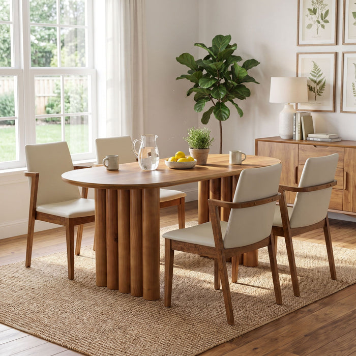 5 Piece Indoor Dining Set With Oval Table And Chairs Noble House