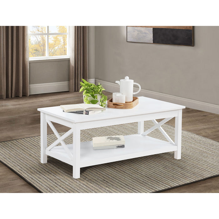 Slater - Lift Top Coffee Table With X Frame Design - White Furniture Max