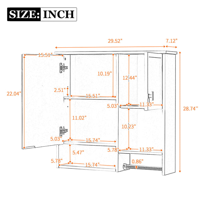 Modern Wall Mounted Bathroom Medicine Cabinet, Bathroom Wall Storage Cabinet With Mirror Hearth and Haven