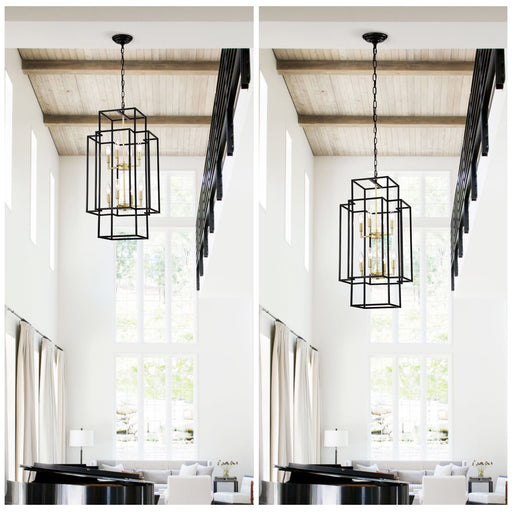 8 Light Lantern Chandelier Lighting, Entryway Chandeliers For High Ceilings, Chandeliers For Dining Room, Foyer, Entry, Staircase, Hallway, Height Adjustable (E12 Bulbs Not Included) Daily Nest