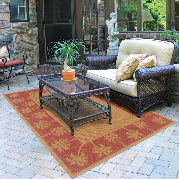 5' X 8' Stain Resistant Outdoor & Indoor Area Rug - Beige