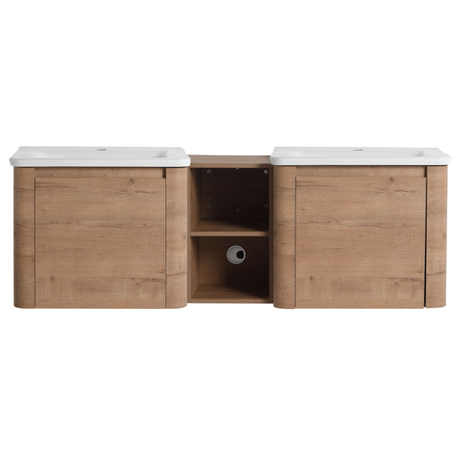 Wall Mounted Bathroom Vanity With Sink And Storage Shelves, Soft Close Doors Home Essentials