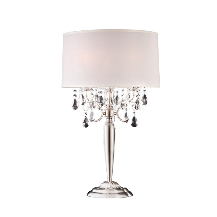 Glam Scroll Chandelier Faux Crystal Table Lamp - Silver
