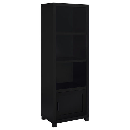 Sandl - 3 Shelf Media Tower With Cabinet Storage Solution - Black Furniture Max