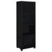 Sandl - 3 Shelf Media Tower With Cabinet Storage Solution - Black Furniture Max