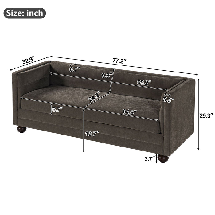 3 Seater Sofa Upholstery With Square Arms, Living Room Couch Noble House