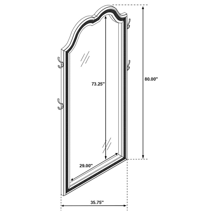 Colwood - Full Floor Mirror With LED Lighting And Storage Hooks - Silver Furniture Max