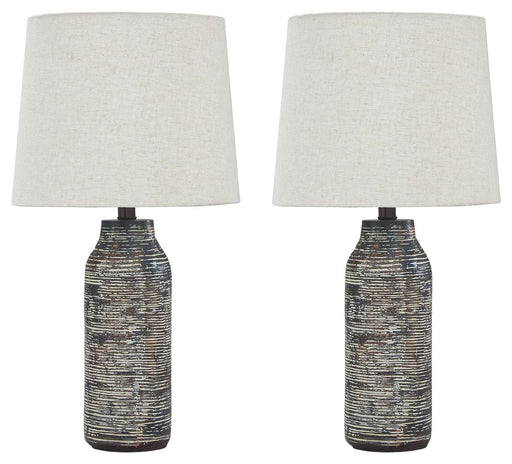 Mahima - Paper Table Lamp (Set of 2) - Black / White Signature Design by Ashley®