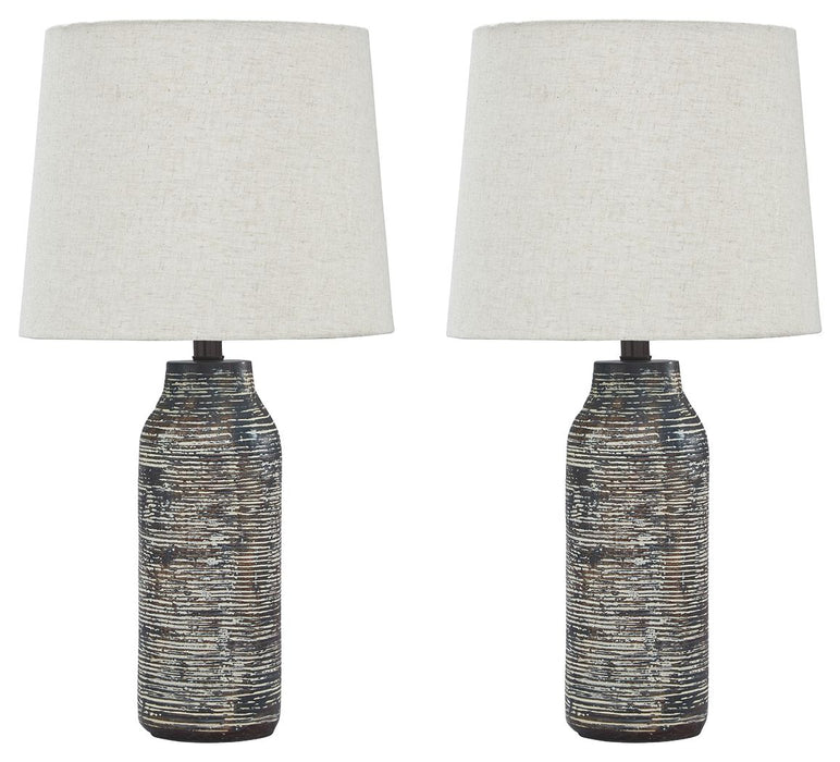 Mahima - Paper Table Lamp (Set of 2) - Black / White Signature Design by Ashley®
