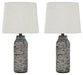 Mahima - Paper Table Lamp (Set of 2) - Black / White Signature Design by Ashley®