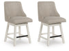 Robbinsdale - Upholstered Swivel Curved Back Barstool (Set of 2) - Antique White Signature Design by Ashley®