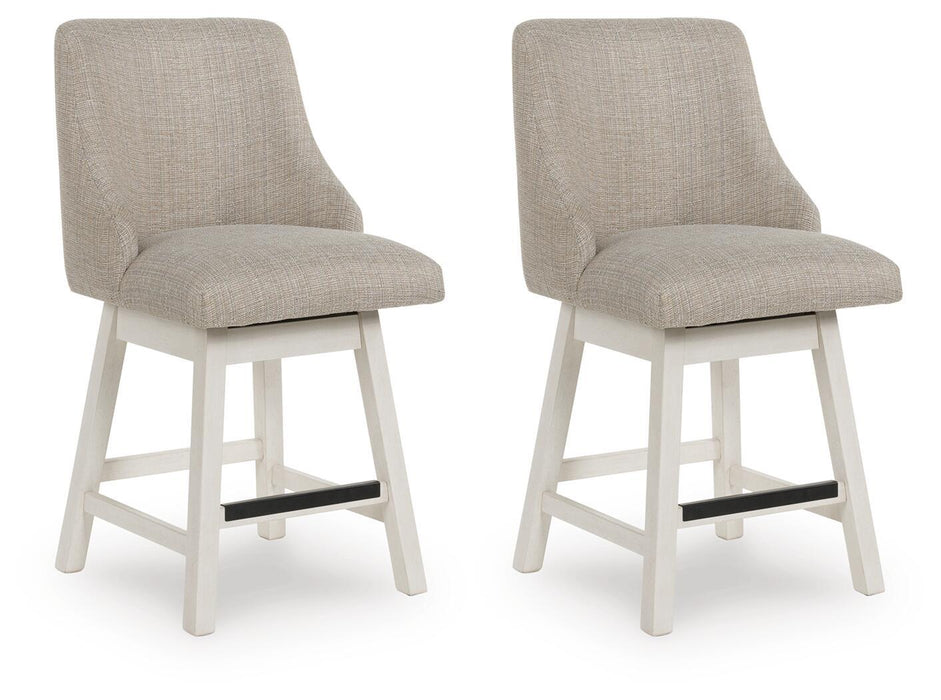 Robbinsdale - Upholstered Swivel Curved Back Barstool (Set of 2) - Antique White Signature Design by Ashley®