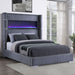 Haven - Upholstered Queen Bed With Integrated Flame Box - Gray Furniture Max