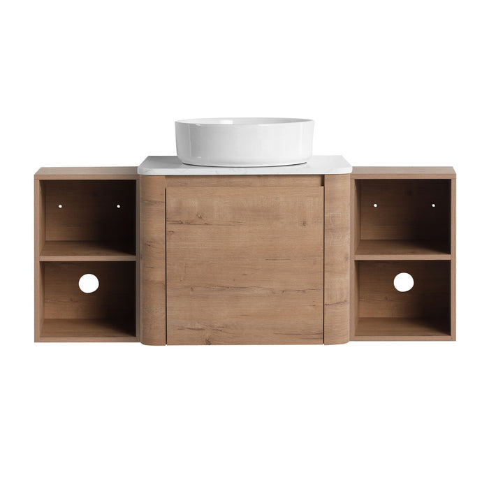 Wall Mounted Bathroom Vanity With Art Sink, 2 Storage Shelves, Soft Close Door Home Essentials