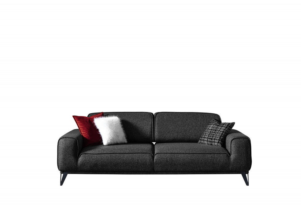 Linen Sleeper Sofa And Toss Pillows With Silver Legs - Dark Gray