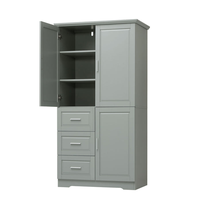 Tall And Wide Storage Cabinet With Doors For Bathroom Or Office, 3 Drawers - Gray Hearth and Haven