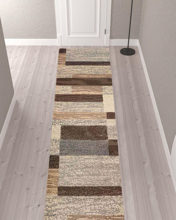 12' Patchwork Power Loom Runner Rug - Slate