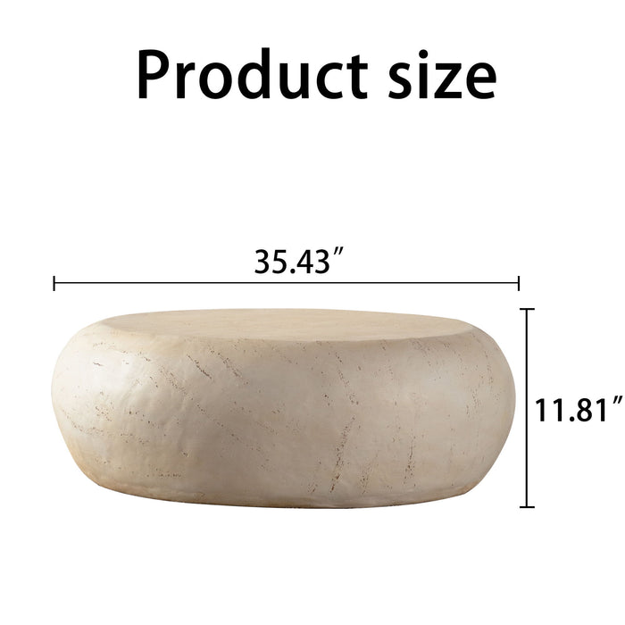 Round Coffee Table With Smooth Texture For Living Room - Light Beige Home Essentials