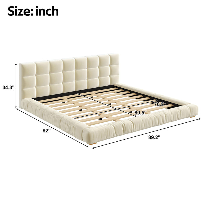 Upholstered Platform Bed Frame With Tufted Headboard Dreamland
