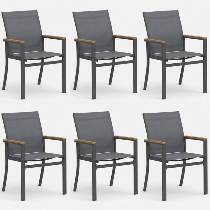 Outdoor Patio Chairs, Ergonomic (Set of 6) - Gray Home Essentials
