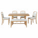 Farmhouse Dining Set With 4 Upholstered Chairs & 1 Bench Hearth and Haven